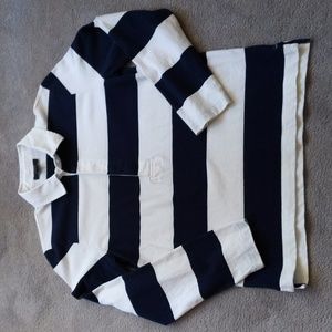 J Crew navy and white striped shirt
